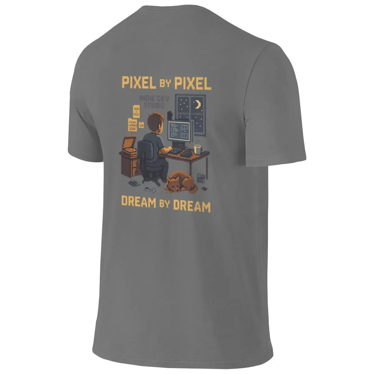 Pixel By Pixel Dream By Dream Indie Game Dev Slim Fit Reversible T-shirt Forest-Style Fresh Bright Colors Tee