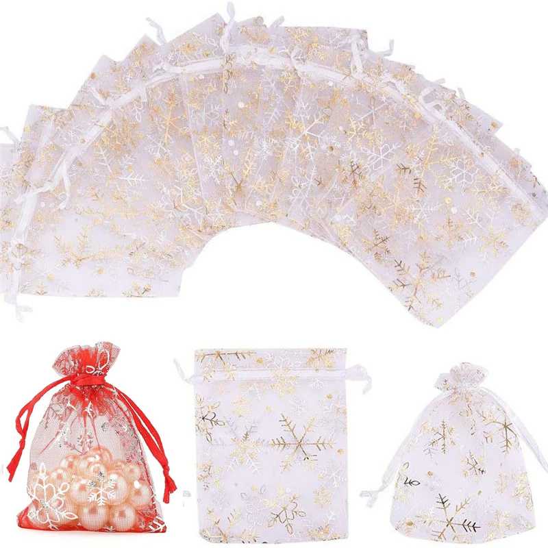 20pcs 7x9 10x15 cm Christmas Drawstring Bag Pouches Decoration Party Bags Bracelets Necklace Findings Jewelry Packaging Making