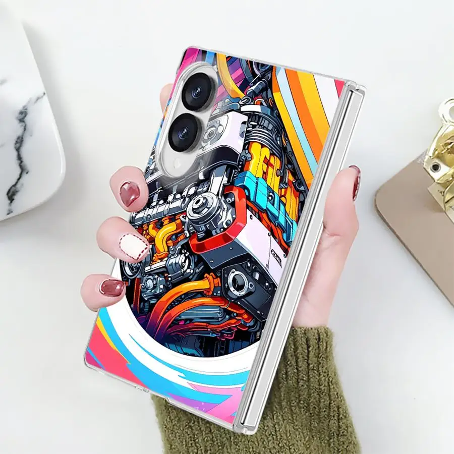 Case for Samsung Galaxy Z Fold 8 PC Hard Luxury ZFold8 ZFold 8 Phone Cover JDM Engine Graffiti