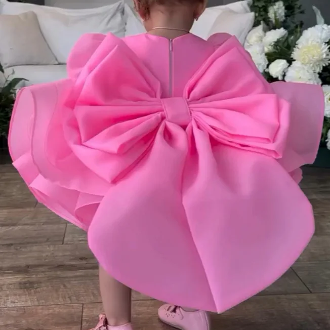 The new toddler baby girl year old dress girl dress bubble sleeve princess skirt cute bow baby first Christmas dress