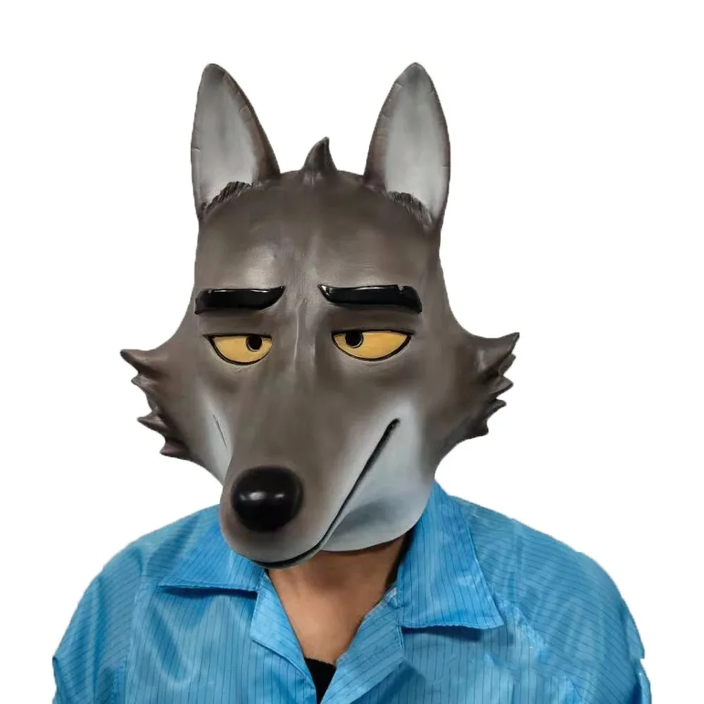 アニメ悪役マスクコスプレミスターウルフフルフェイスラテックスマスクヘッドヘルメットハロウィンパーティーの小道具仮面舞踏会ヘッドギア