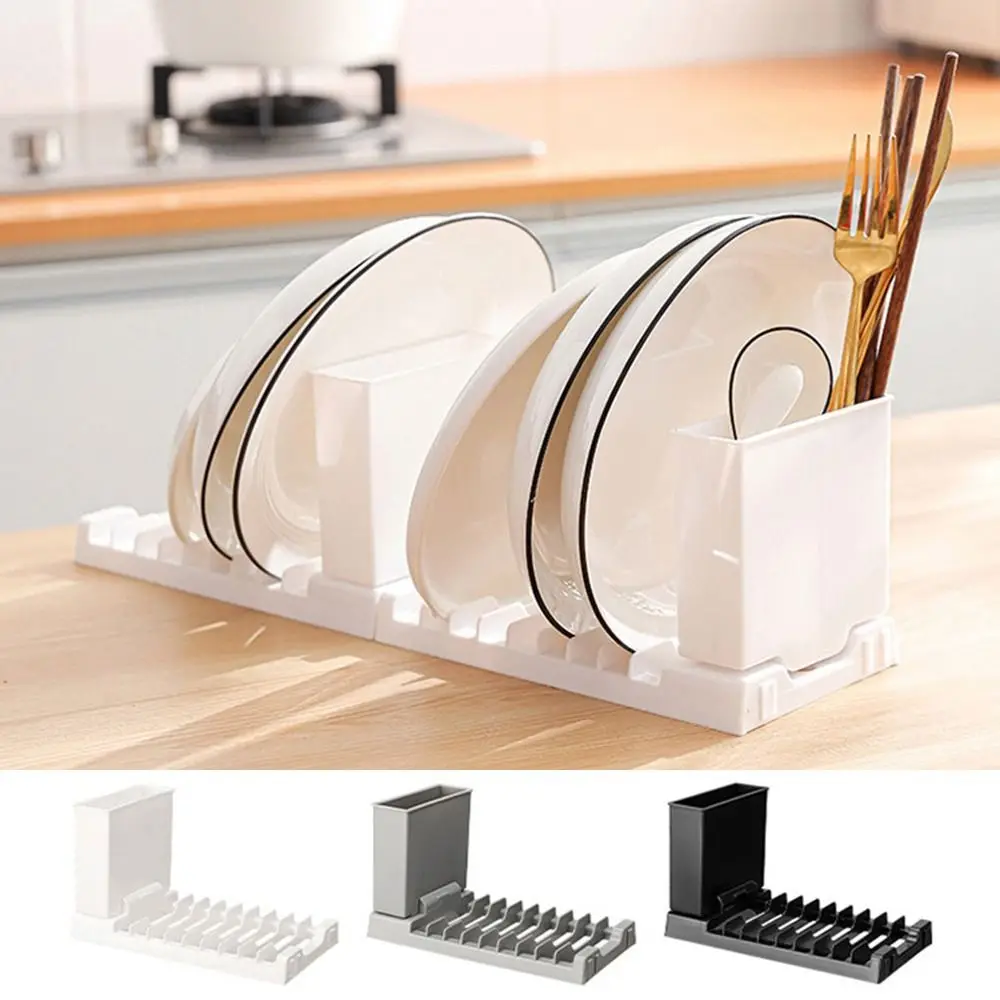 Plastic Foldable Dish Drying Rack 2 IN 1 Large Capacity Utensils Drainer Racks Space-Saving Tableware Storage Rack