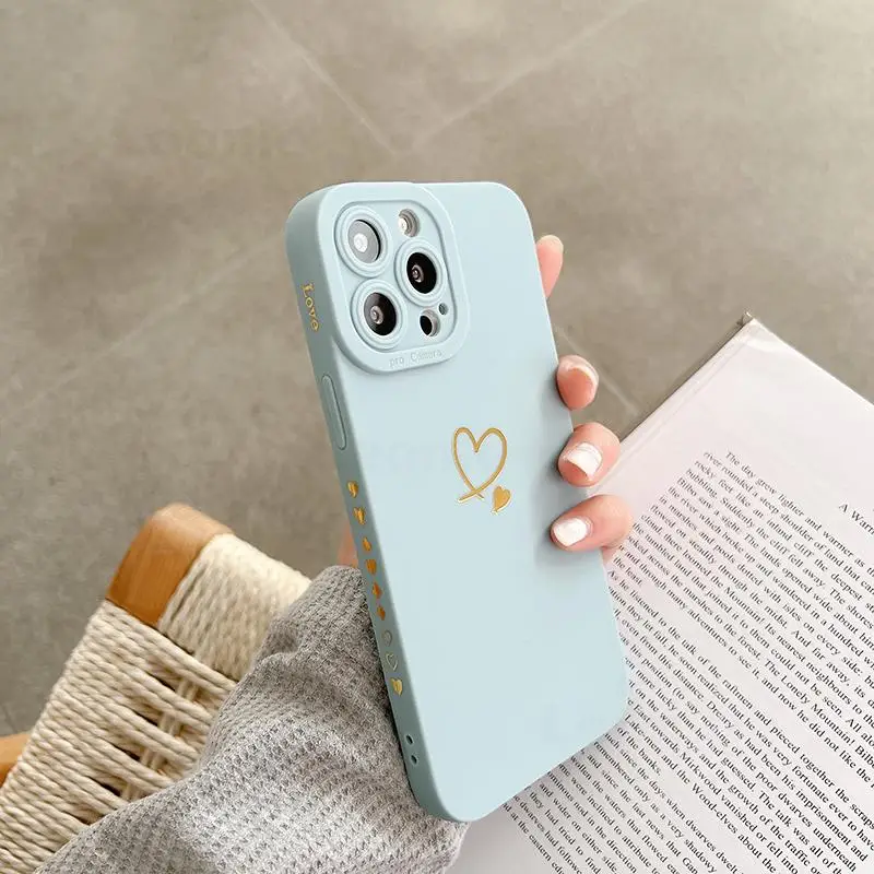 Love Heart Case For Apple iphone 15 Pro Max 15pro 15 Plus 14 13 12 11 Pro Max Camera Lens Protective Skin Phone Cover