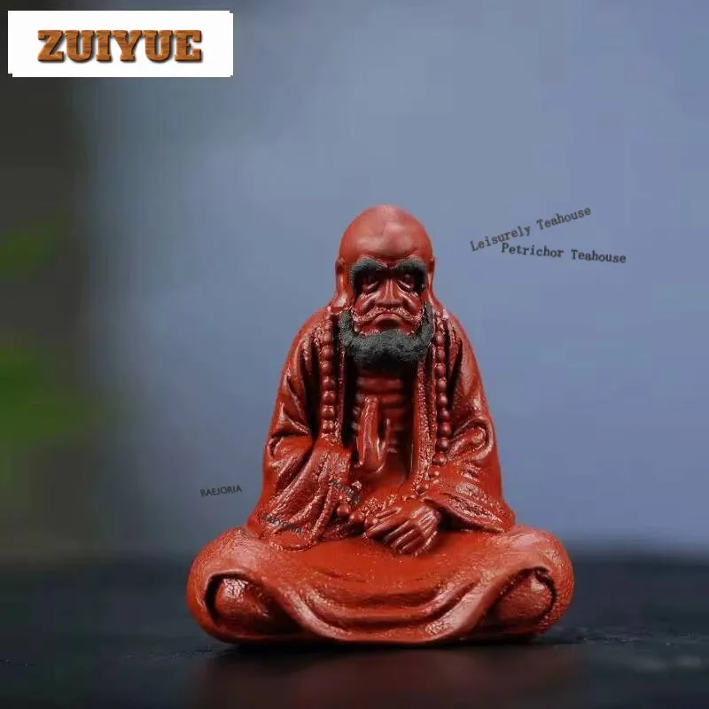 Zen Bodhidharma Purple Clay Tea Pet  Flowerpot Landscaping Figurine Play Toys Statue Table Supplies Ornaments Collection Craft
