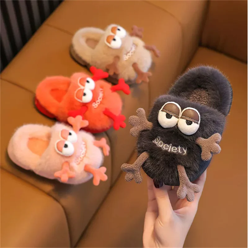 

Winter Cotton Slippers For Children's Shoes Fashion New Style Cute Cartoon Warmth Indoor Kids Girls Slipper
