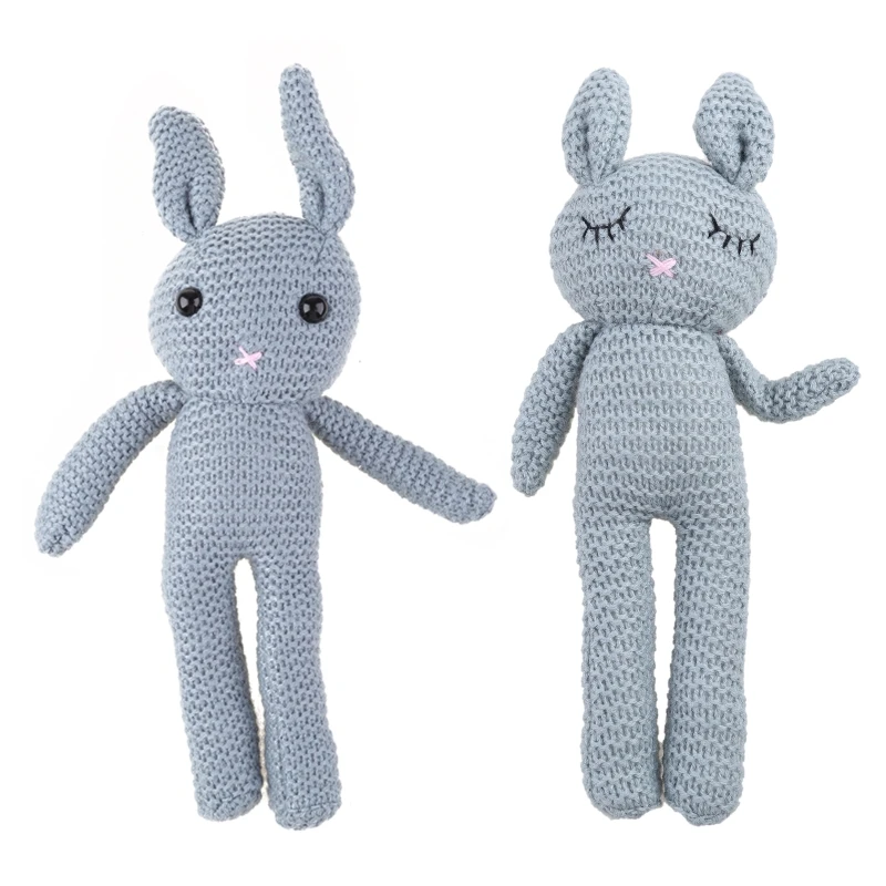 

F19F 8’’ Crochet Bunny Cartoon Sleeping for Doll Baby Favor Comfort Toy Figure Playse