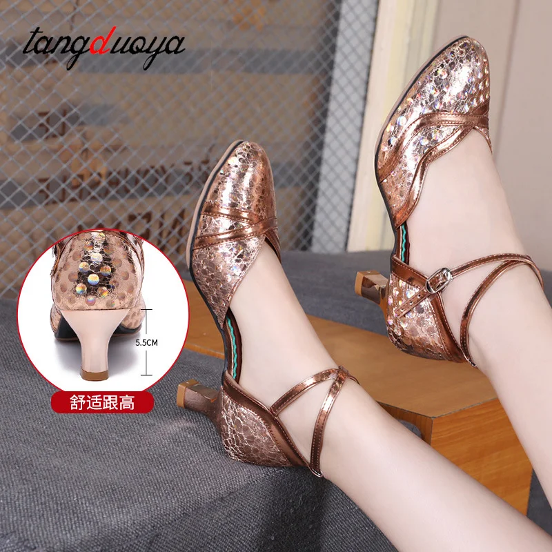 1pair/lot Ballroom Dance Shoes Women Glitter Modern Dance Shoes Salsa Ballroom Tango Latin dancing Shoes 3.5/5.5cm heels