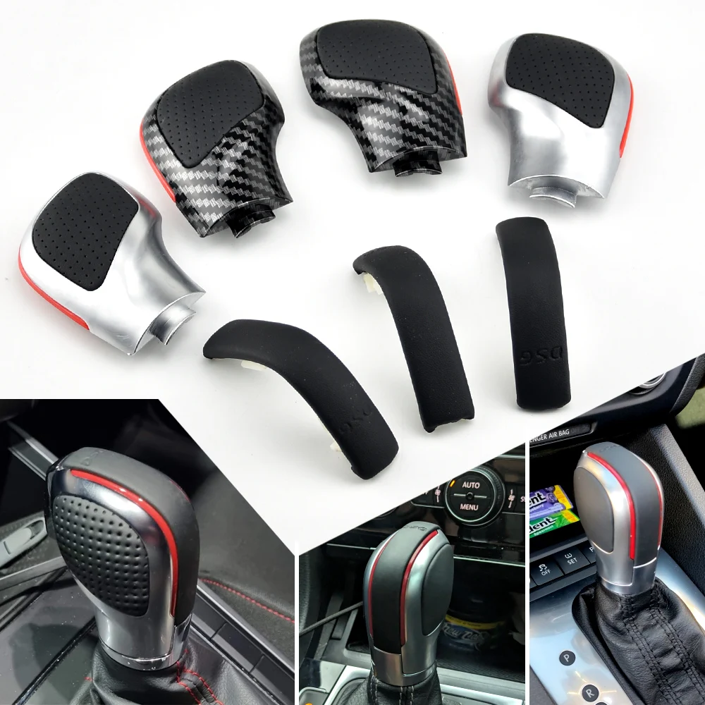 For VW Golf MK6 MK7 R GTI Passat B7 B8 CC R20 Jetta MK6 GLI Chrome Matte Gear Shift Knob Cover Cap RED ABS Gear Shift Knob