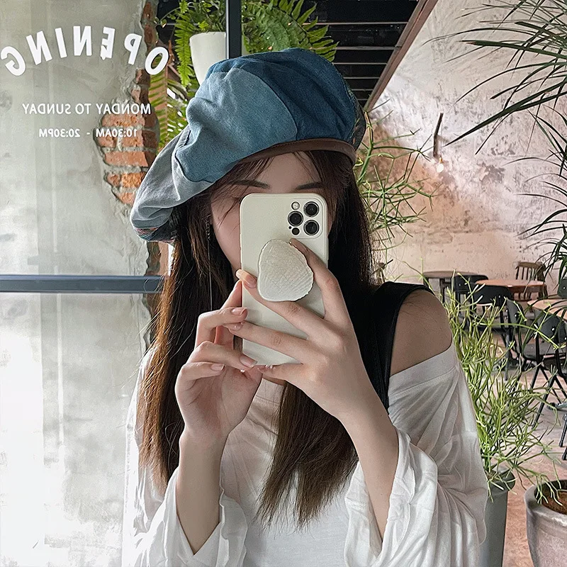 Japanese Stitching Cowboy Beret Caps Summer Niche Oversized Exaggerated Retro Octagonal Cloud Painter Hat Gorros кепка женская