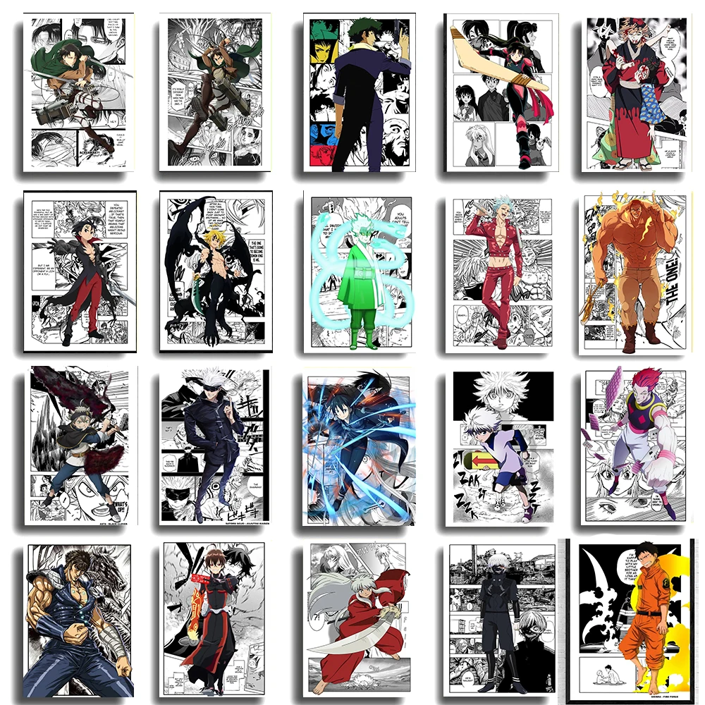 Newly Black and White Anime Character Poster Aesthetic Illustrator Canvas Painting Wall Art Kawaii Room Decor Poster Kids Gift