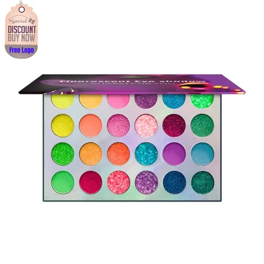 

Private Label 30-colors Fluorescent Eyeshadow Palette Waterproof Matte Shimmer Glitter Highly Pigmented Long Lasting Eyes Makeup