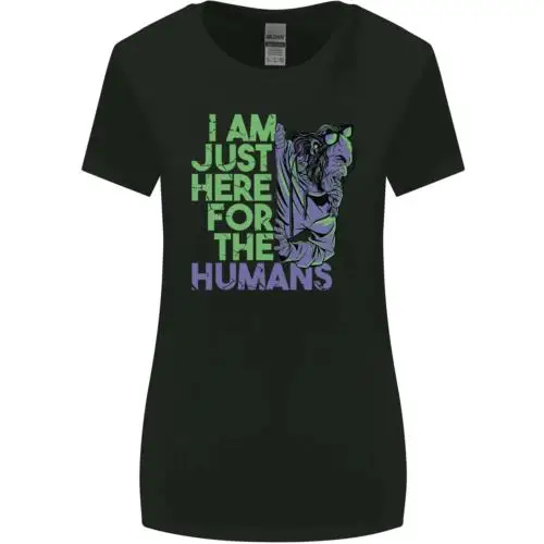 Halloween Zombie Just Here For the Humans Womens Wider Cut T-Shirt