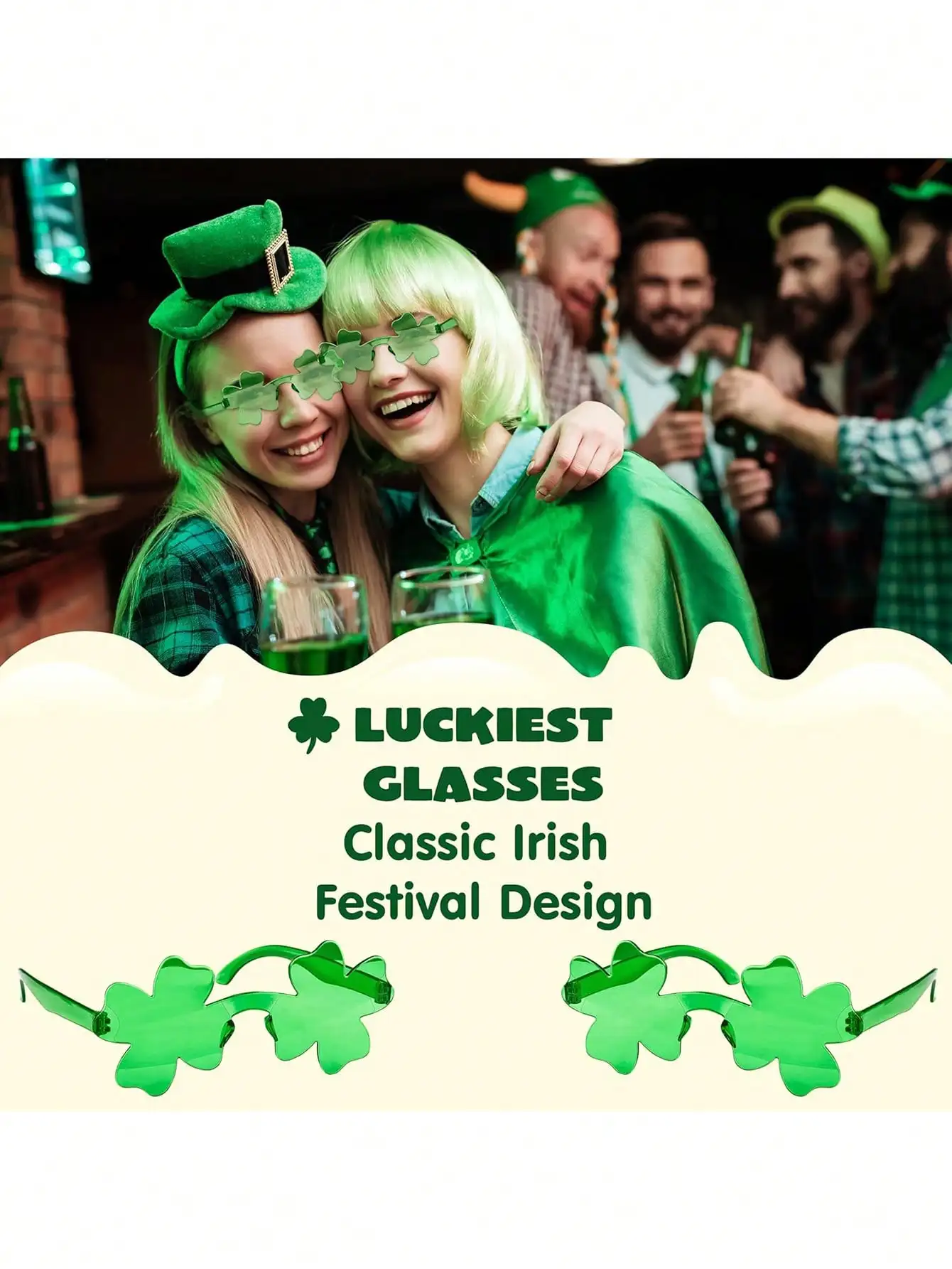 12/6/1 Pair St. Patrick's Day Four-leaf Clover Glasses Party Supplies Baby Shower Event Accessories Four-leaf Clover Eyewear view 6