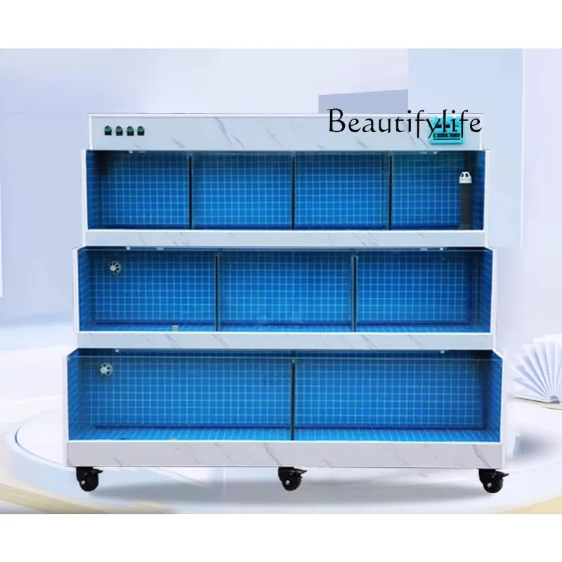 Xx Customized Seafood Pool Refrigerator Integrated Fresh Supermarket Commercial Shellfish Seafood Fish Pool Glass Fish Tank