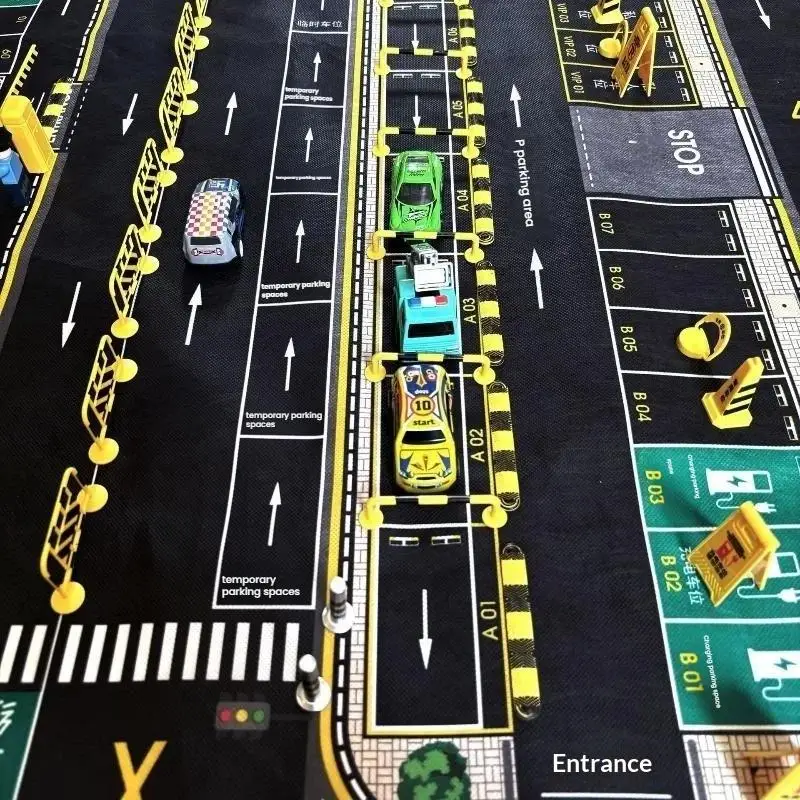 10Pcs 1/64 Mini Car Parking Lot Diorama Layout Decor Simulation Miniature Speed Bump Model Buffer Strip Parking Roadblock Tools