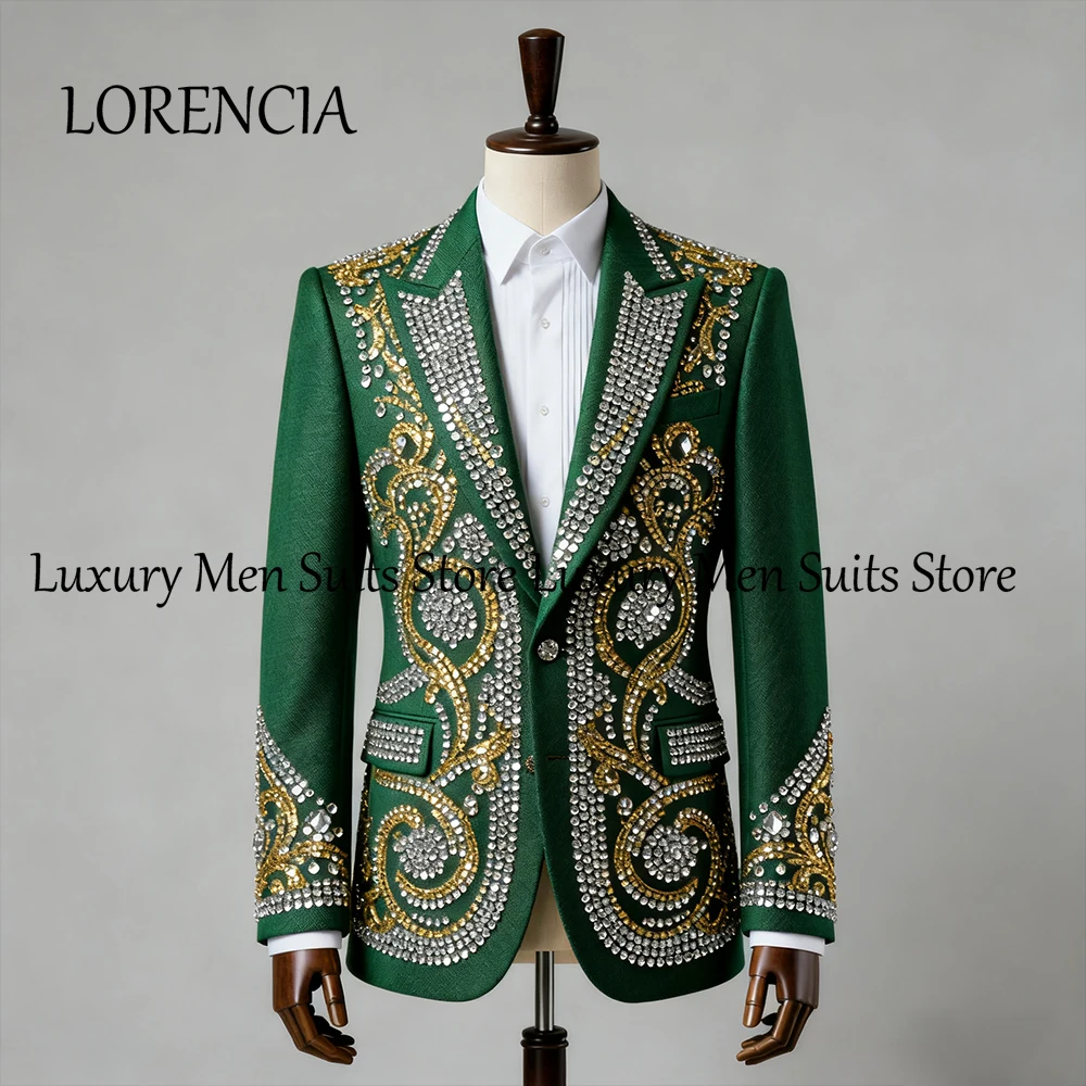 

Изысканные мужские костюмы с кристаллами, комплект из 2 предметов со стразами, смокинг для жениха, вечерние наряды, пиджак по индивидуальному заказу, брюки fatos de homem