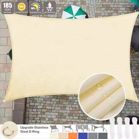 Sun Shade Sails Canopy Cloth 185GSM 98% UV Block Waterproof for Patio Deck Yard Backyard Garden Outdoor Durable Shelter