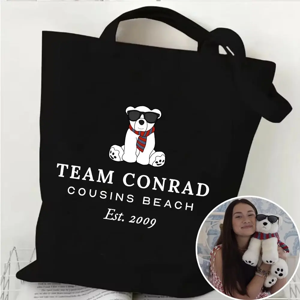 25 bolsos grandes de hombro a la moda con diseño de oso, bolso de compras bonito de verano, bolso de compras de lona con diseño de oso menta Junior del equipo Conrad Junior