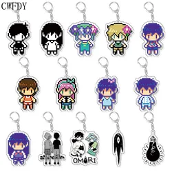 Game Omori Pixel Figure Acrylic Keychain For Accessories Basil Kel Sunny Pendant Keyring Car Bag Jewelry Student Christmas Gifts