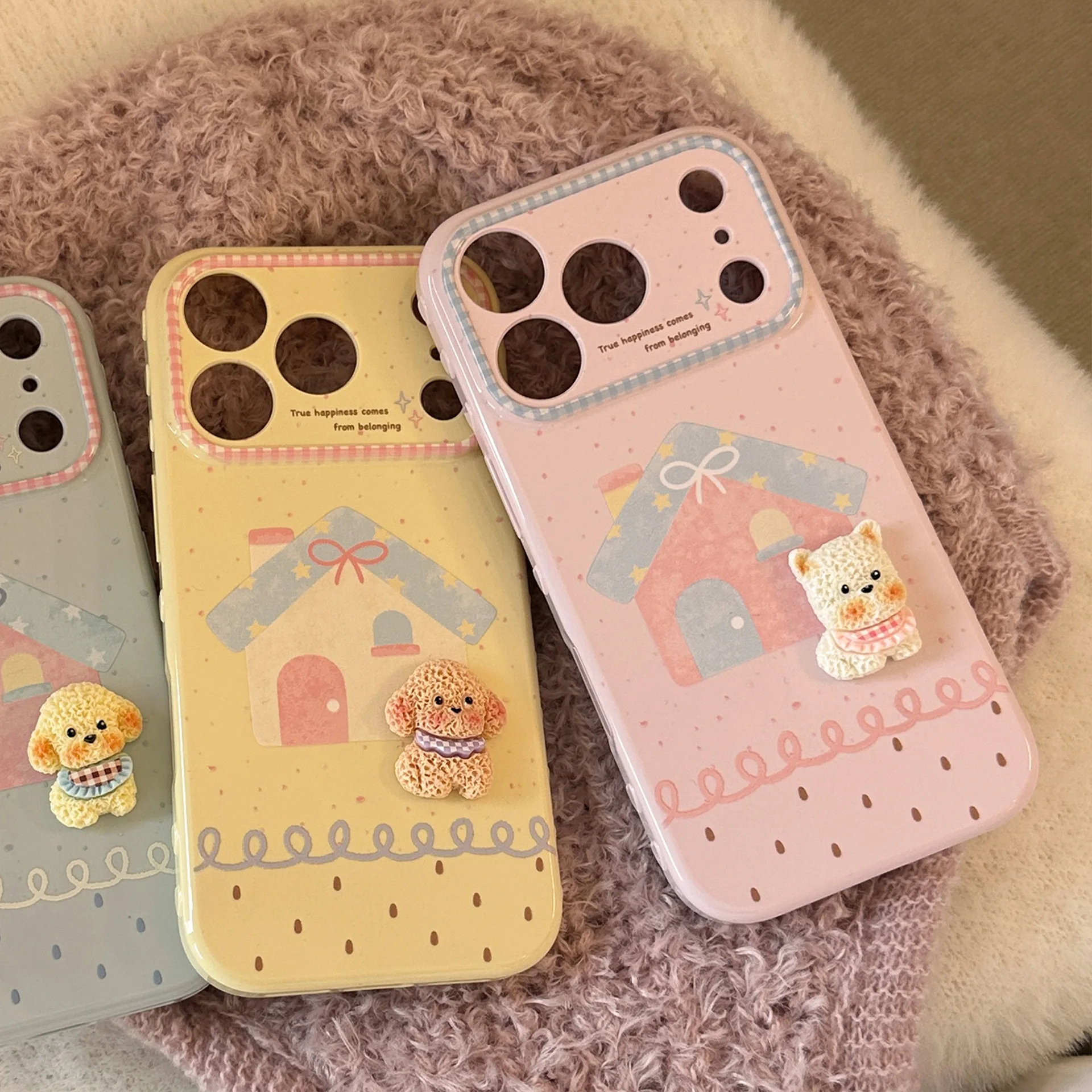 

Cute 3D Puppy Phone Case Soft Korean Style Cover for IPhone 13 14 15 16 17 Pro Max Telecommunications Accessories