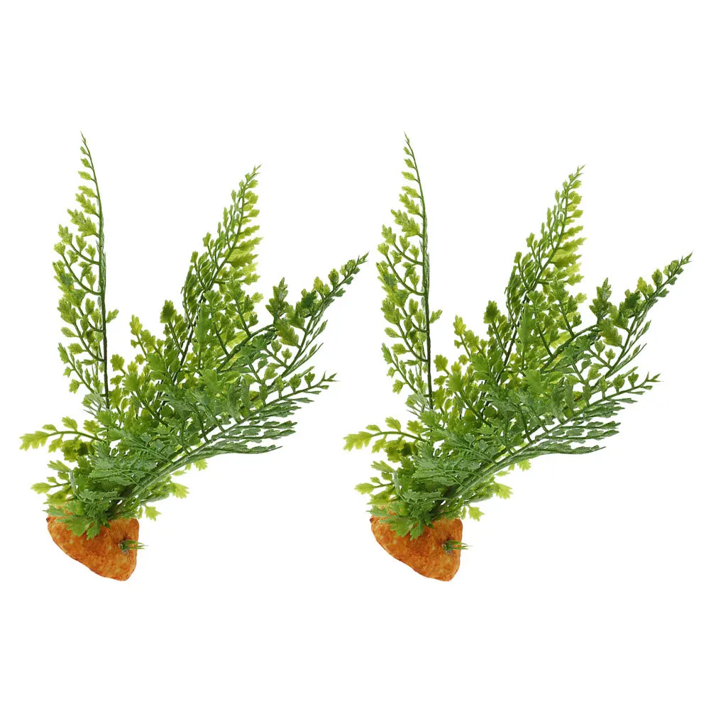 

2Pcs Reptile Terrarium Decor Artificial Plants Ornament for Bearded Dragon Cage Reptile Enclosure Accessories Fake Greenery