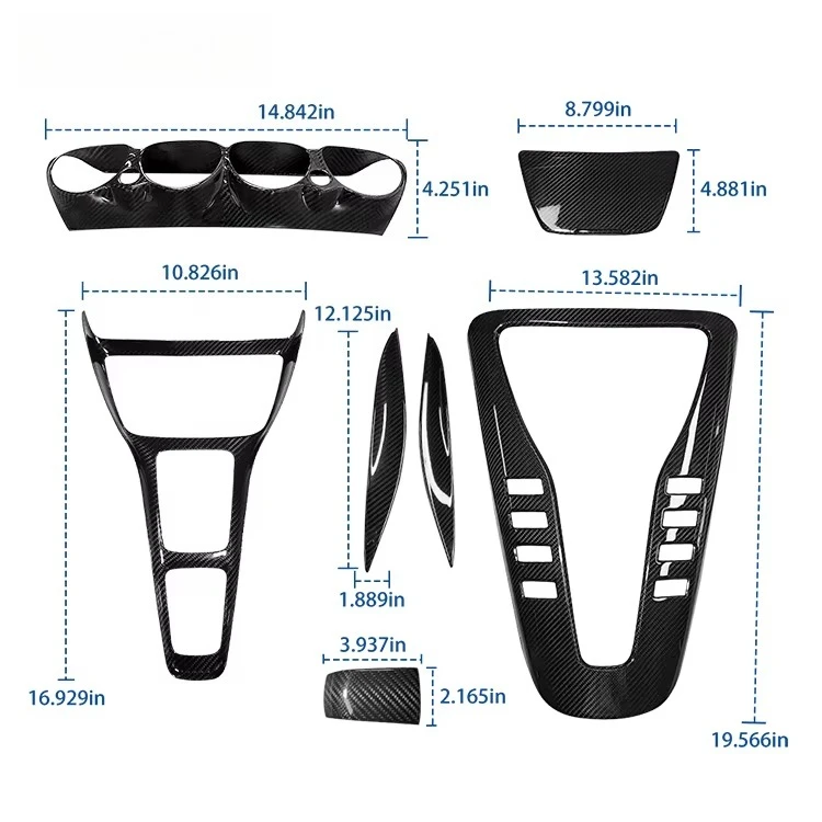 SUNMAX لمرسيدس بنز AMG GT الداخلية 7 قطعة ألياف الكربون لوحة القيادة لوحة وحدة التحكم المركزية كوف الكسوة C190 R190 GTS GTR 2019-2023 #5