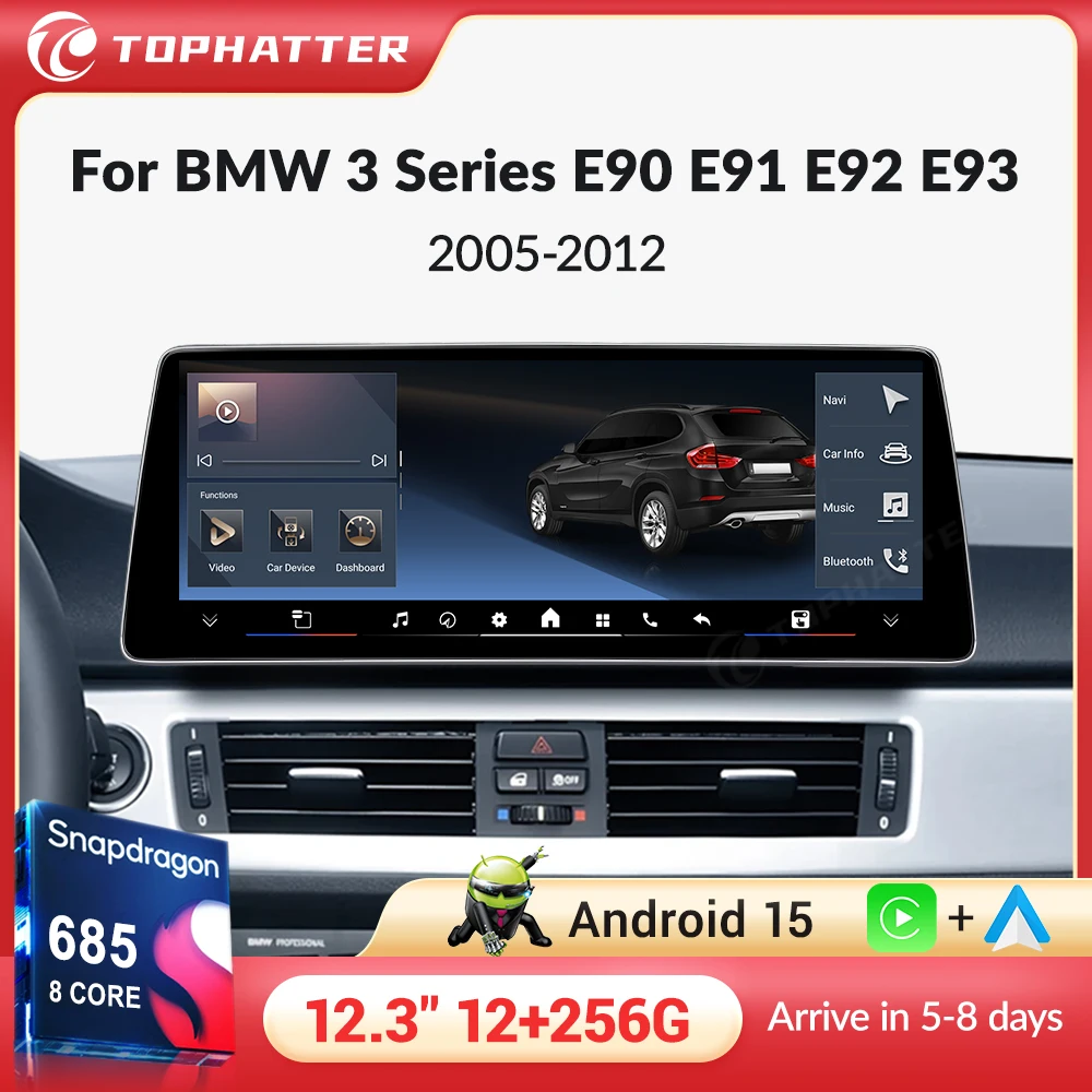 

Android 15 Wireless Carplay For BMW 3 Series E90 E91 E92 E93 2005-2012 Car Multimedia GPS Navigation Player Android Auto CCC CIC