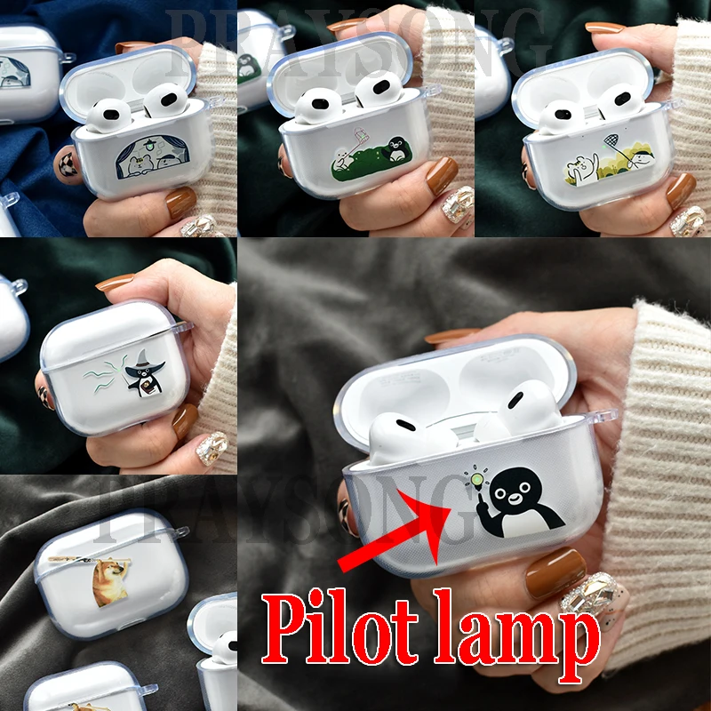 Creative Pilot Light Case for Airpods Cover for Airpods Pro 2 Case for AirPods 3 Gen Case Airpod Funda Clear Cartoon Box Chain