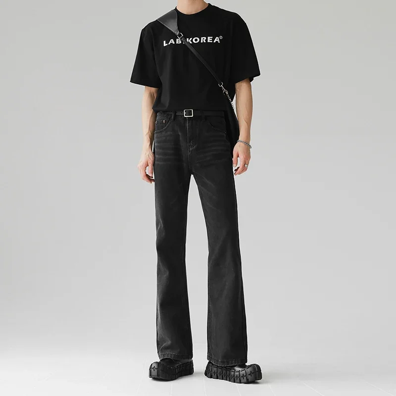 Men Fashion Micro-Flare Casual Versatile Jeans Men Comfortable Versatile Minimalist Pants Slim Fit Youthful Vitality Trousers