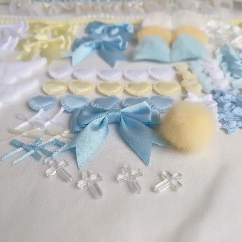 68/110Pcs DIY Plush Bunny Ears Angel Wings Craft Supplies Clothing Accessories for Hair Clip Brooch Making Party Favors〔88〕