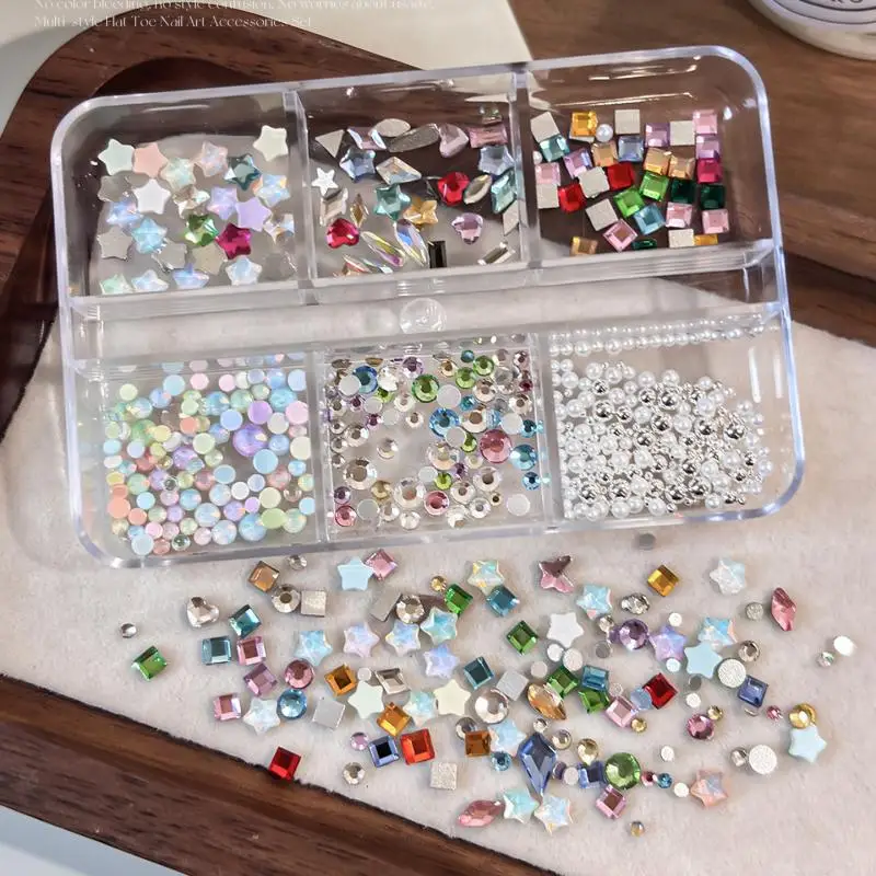 New Fadeless Multi-Shaped Colorful Flat Back Nail Rhinestones Set Perfect For Home DIY Manicure & Pro Salon Use