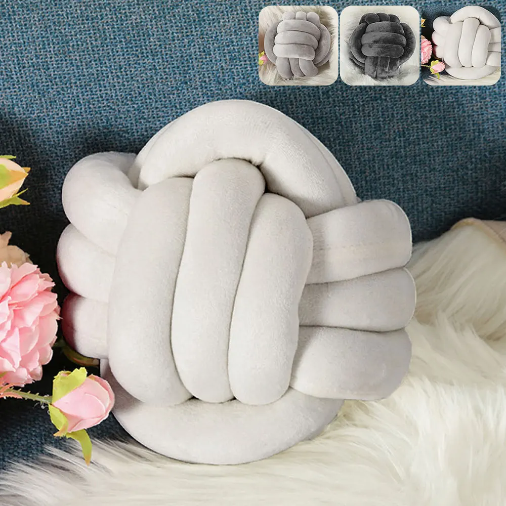 

Pillow Cushion Soft Knot Ball Cushion Adult Kids Home Decoration Rest Sleep Velvet Ball Knot Cushion Solid Color Bedroom Decor