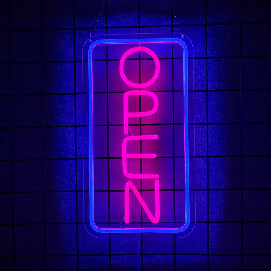 Offenes Leuchtreklame für Unternehmen, Geschäft, Frontfenster, Glastür, Einzelhandelsgeschäft, Geschäft, Bar, Salon, Restaurantdekoration, USB