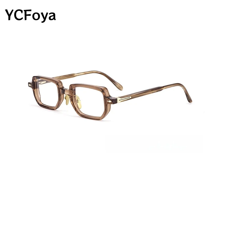 Vintage Square Eyeglasses Frames Acetate Metal Handmade Full Rim Customizable Prescription Fashion Glasses for Men Women 86003