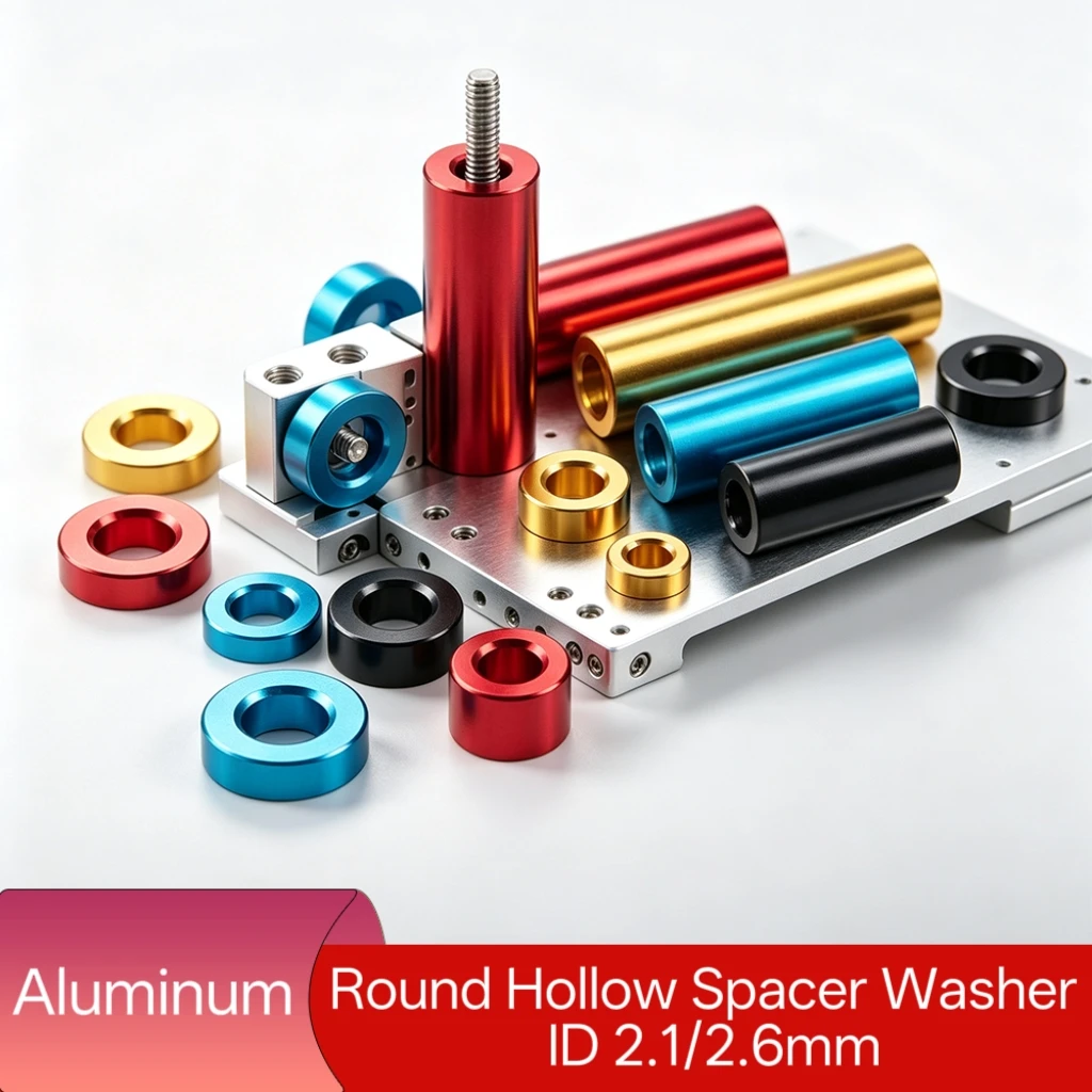 10pcs Inner Dia2.1/2.6mm Colorful Aluminum Round Hollow Spacer Washer Unthreaded Cylindrical Hollow Standoff Gasket Hardware DIY