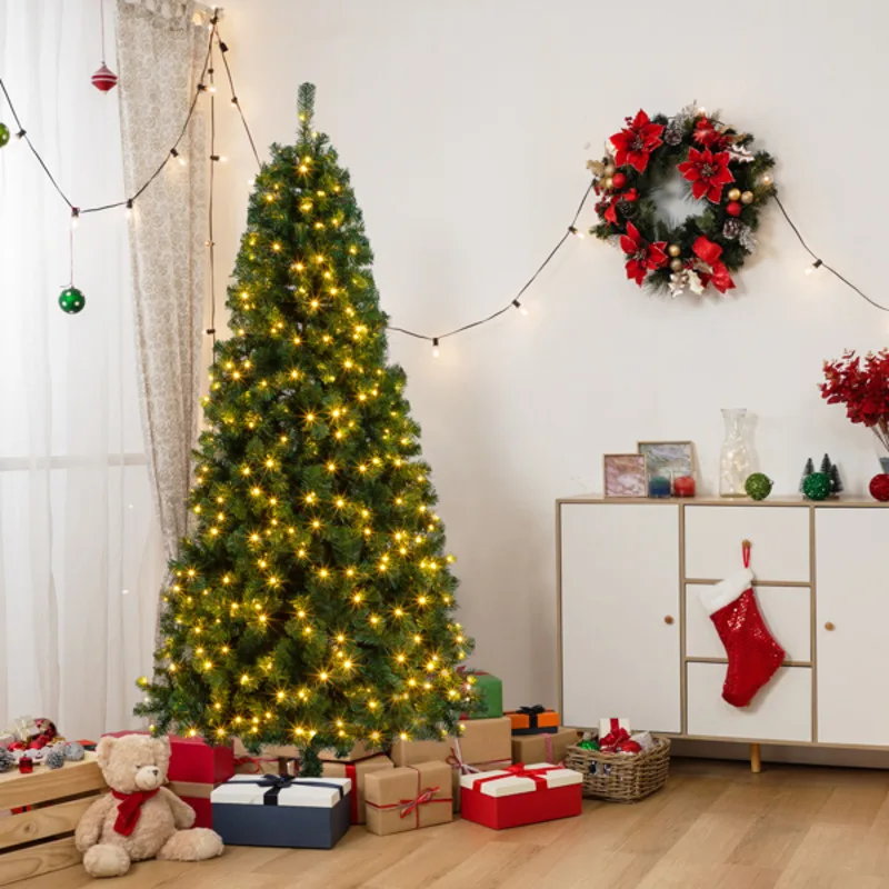 6FT PVC Material DIY 150 Lights Warm Color 8 Modes 1050 Branches Christmas Tree Green Christmas Decoration