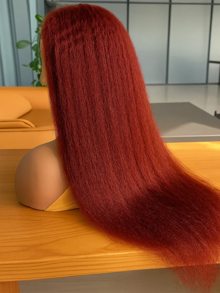 البني المحمر غريب مستقيم 13X4 HD الدانتيل الجبهة الباروكات شعر الإنسان للنساء أوبورن النحاس 4X4 الدانتيل إغلاق شعر مستعار ملون قبل قطعها #1