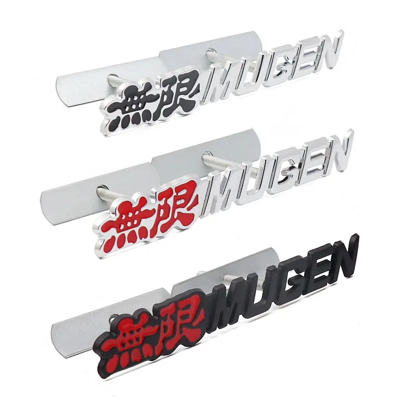 3D Metal Logo Mugen Emblem Letters Car Front Grill Badge For Honda Civic FN2 Accord CRX CRZ EP3 Jazz Mugen Sticker Accessories