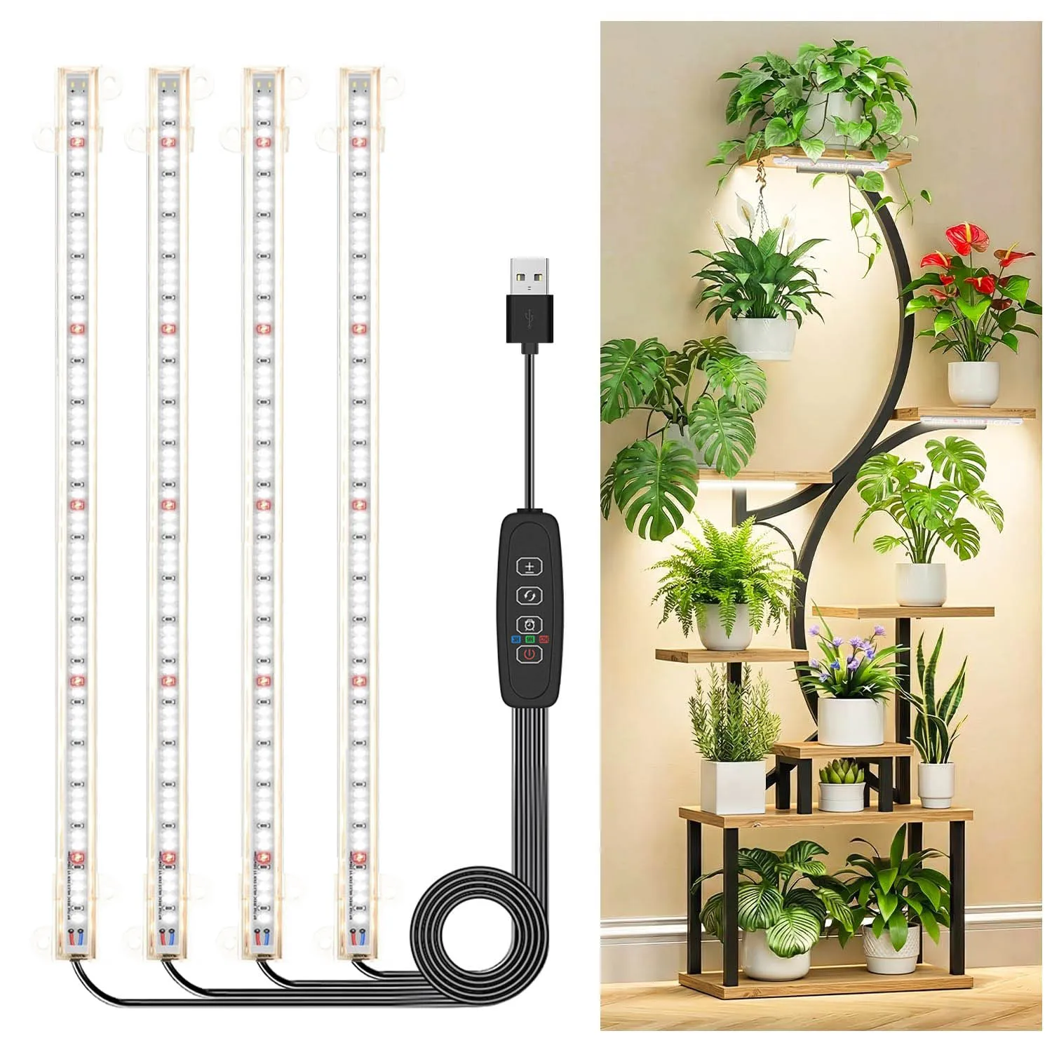 

Светодиодные фитолампы для растений в помещении с автоматическим таймером включения/выключения 3/9/12 часов, 10 уровней яркости для выращивания растений на полках