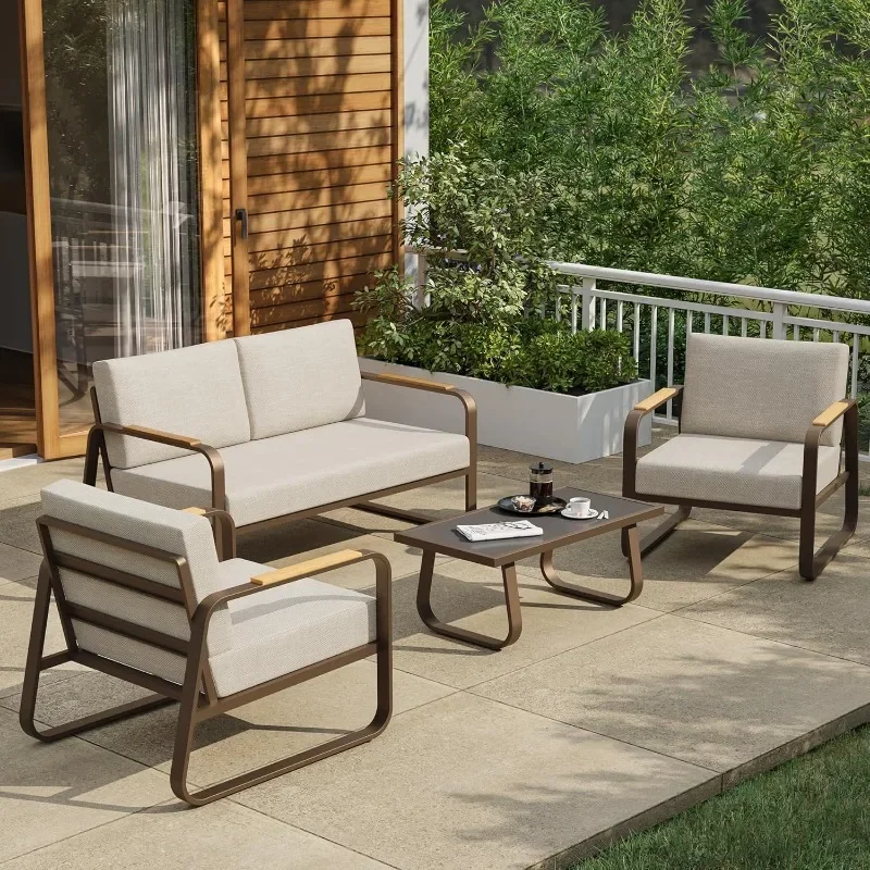 

Patio Furniture Set, Outdoor Patio Set w/Removable & Washable Deep Seating Cushion