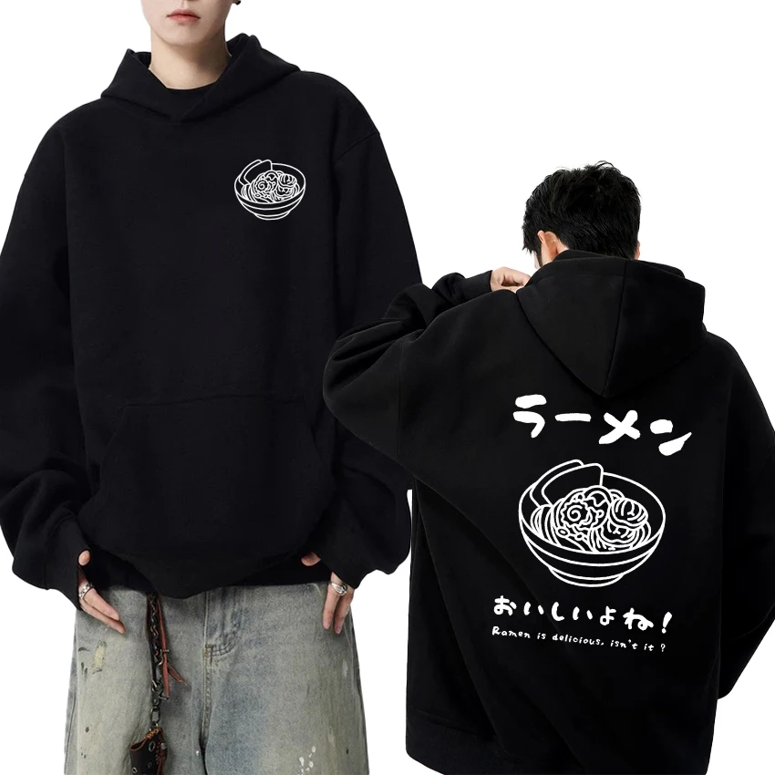 

Harajuku Ramen Japanese Double Sided printed Hoodies Autumn Winter Men women fashion Y2k Sweatshirt Unisex Fleece pullovers