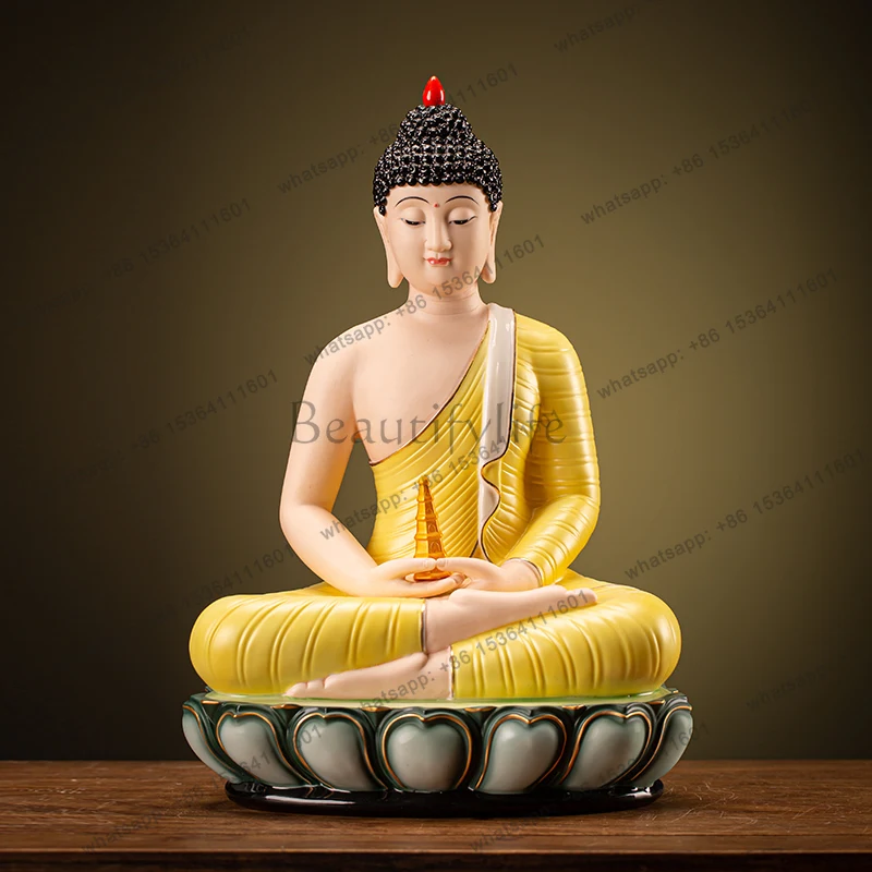 Sanbao Buddha Backflow Incense Burner Ceramic Sakyamuni Buddha Statue Aromatherapy Ring Ornament