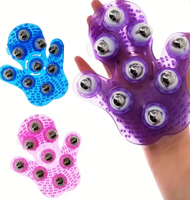1pc Magnetic Roller Massage Gloves: Relieve Neck, Back, Shoulders, Hips, Face, and More
