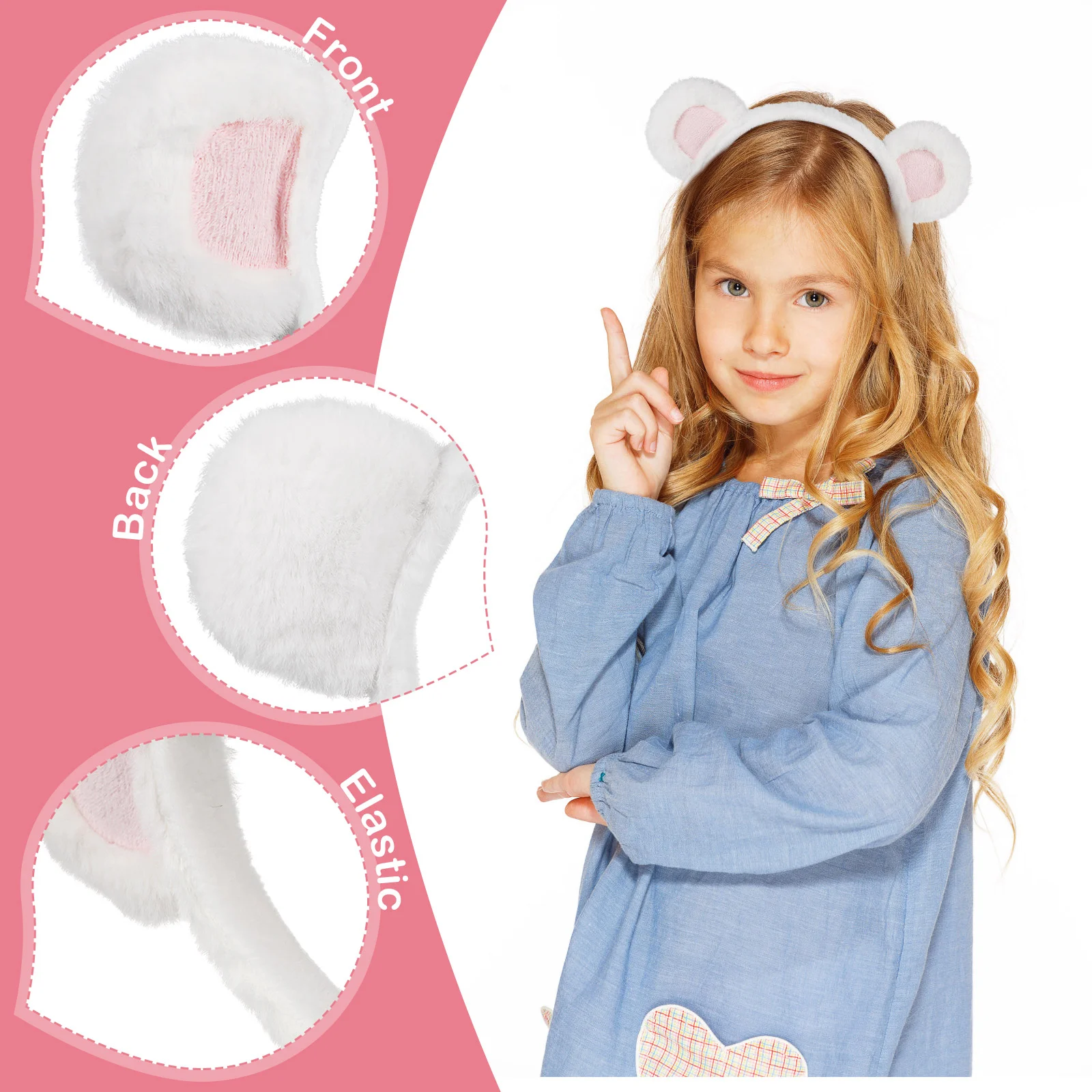 Bear Ears Headband Headphone Cosplay Hair Decor Animal Headwear Child Earphones