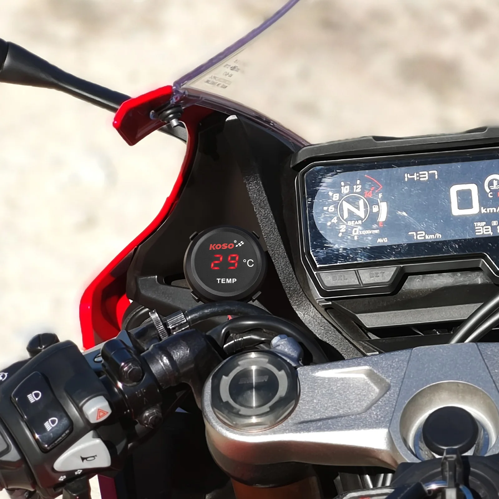 Universal Motorcycle Thermometer Instruments Water Temperature Gauge Motorbike Digital LCD Display Water Temp Monitor Meter
