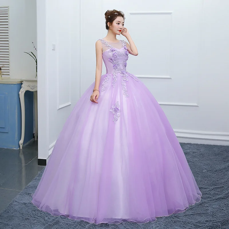 Long Colored Purple Decal Bridal Banquet Host Solo Performance Art Exam Fluffy Veil Performance Dress Customized