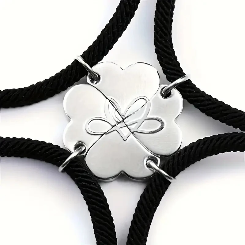 For 4pcs Women Men Magnet Heart Best Friend Forever Good Luck Bracelet Gift Four-leaf Clover Magnetic Best Friendship Bracelets
