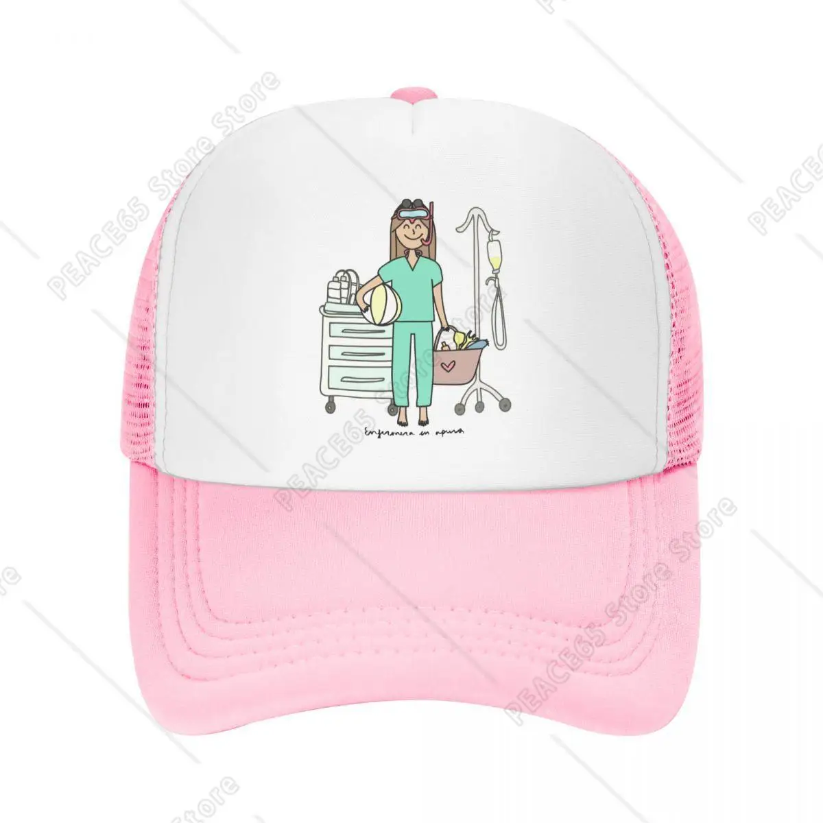 Cartoon Game Nurse Mesh Foam Trucker Hat Fashion Fun Doctor Nurse Summer Breathable Mesh-back Sun Caps Adjustbale