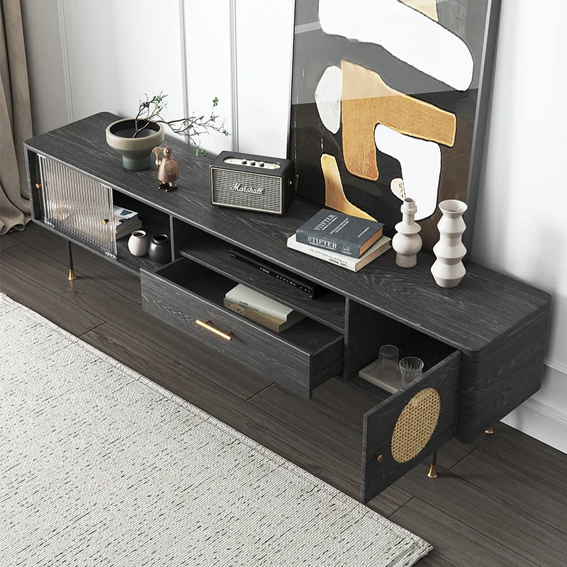 Moru glass door living room furniture metal legs tv stand modern tv cabinet woodenFarm