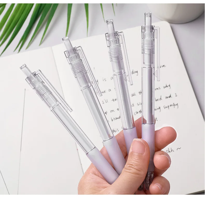2Pcs 0.5mm Simple Transparent Press Neutral Pen Office School Writing Student Supplies Stationery